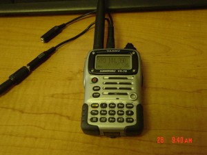 Yaesu-VX7R with a CT-91 cable attached.